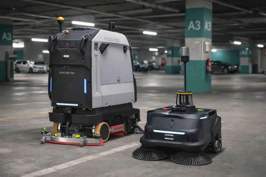 Pudu_BG1 Pro_MT1 Max_reinigungsroboter_Tiefgarage-parkhaus Pudu BG1 Pro und MT1 Max sind Reinigungsroboter für Parkhäuser & Tiefgaragen