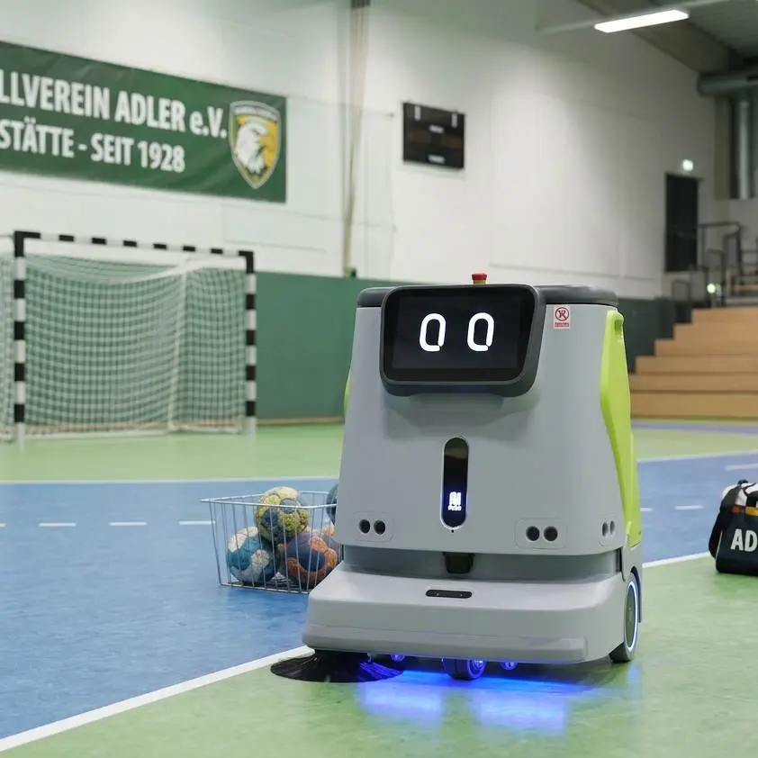 Reinigungsroboter Pudu CC1 Sporthalle turnhalle Reinigungsroboter Sporthalle Turnhalle