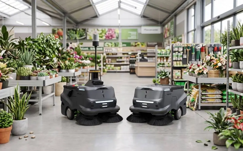 Pudu Mt1 und Mt1 Max Reinigungsroboter für Gartencenter